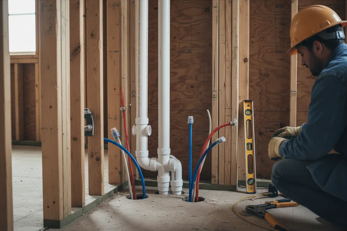 Drain and supply rough-in during Drain Cleaning in Morganza