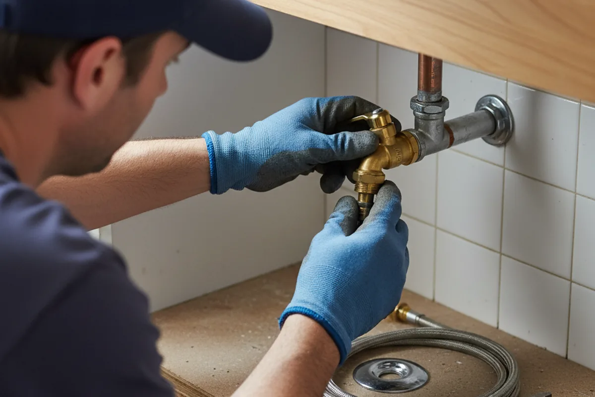 Shutoff valve and fitting work during Emergency Plumbing in Morganza